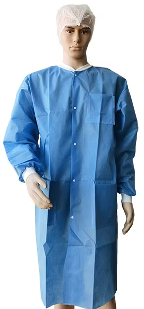 (JA-010193L) Bata Desechable Azul Large Con Botones, Jaan Medical