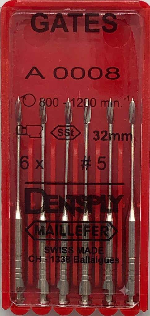 Set Fresa Gates #5 Roja 1x6, Maillefer