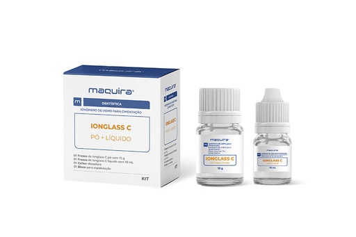 [PO-GL-01650] Ionglass C - Ionómero de Vidrio para Cementación (Set Frasco Líquido 1ml + Polvo 15G), Maquira