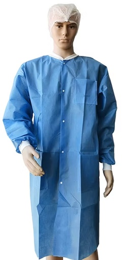 [PO-GL-01716] (JA-010193L) Bata Desechable Azul Large Con Botones, Jaan Medical