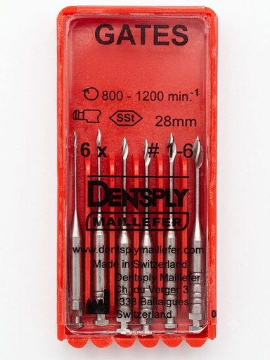 [PO-OT-00592] Set Fresa Gates #1-6 Roja (1x6), Maillefer