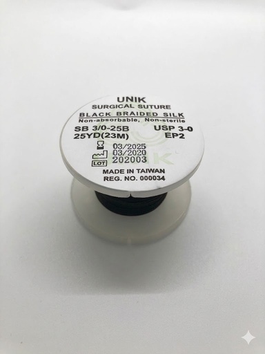 [PO-GL-00068] Rollo Hilo Sutura 3/0 Seda, Rollo 25Y, Unik